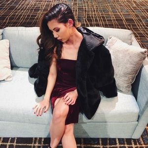 Hey Baby Burgundy Velvet Strapless Bodycon Midi